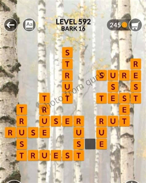 Wordscapes Level 592, Bark 16 .